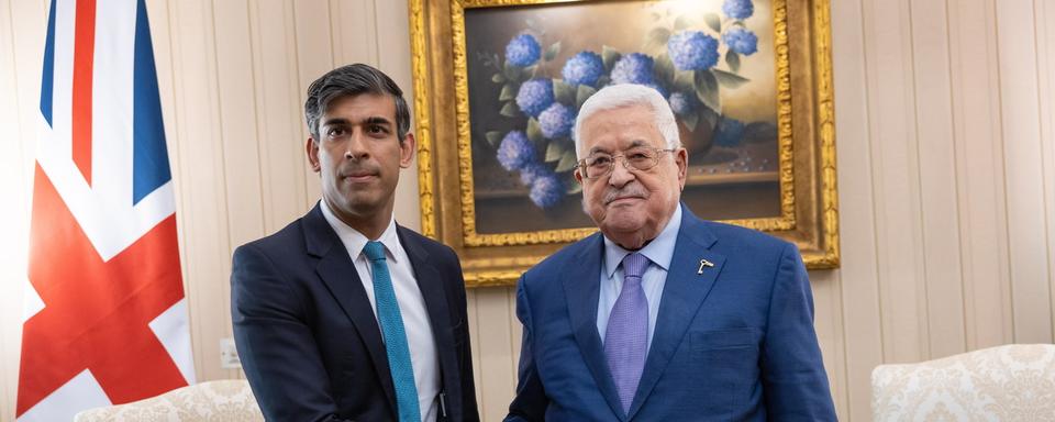 Le premier ministre Rishi Sunak et le président palestinien Mahmoud Abbas au Caire le 20 octobre 2023. [Keystone - EPA/SIMON WALKER]