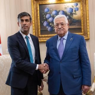 Le premier ministre Rishi Sunak et le président palestinien Mahmoud Abbas au Caire le 20 octobre 2023. [Keystone - EPA/SIMON WALKER]