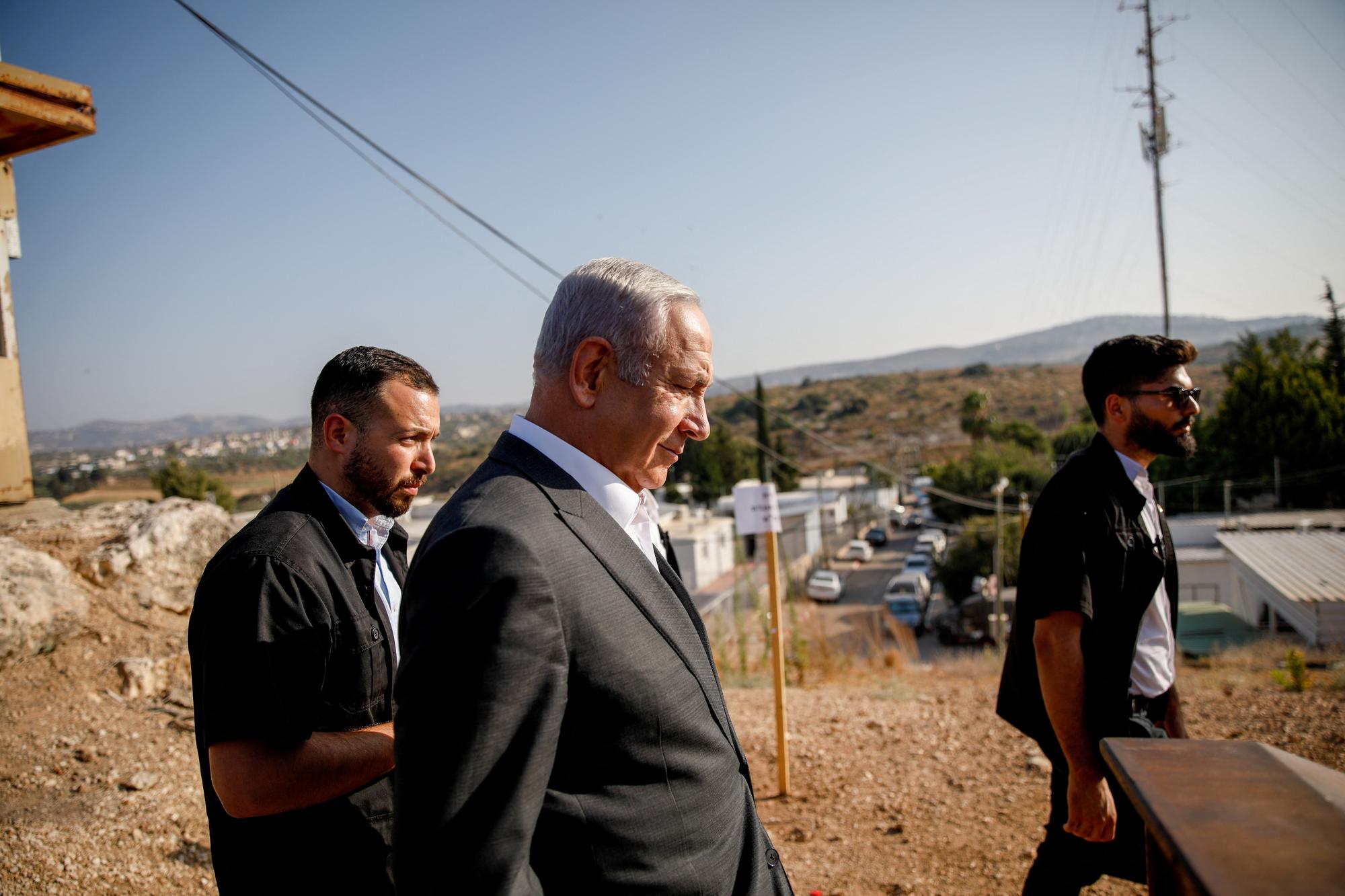 Le Premier ministre israélien Benjamin Netanyahu présent sur la base militaire de Salem, proche de Jénine, le 4 juillet 2023. [reuters - Shir Torem]