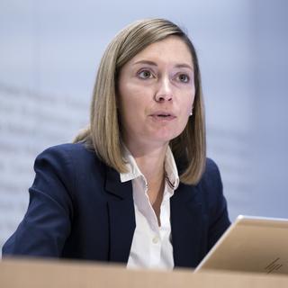 Johanna Gapany est la présidente des Remontées mécaniques fribourgeoise en plus d'être conseillère aux Etats (PLR/FR). [Keystone - Peter Klaunzer]