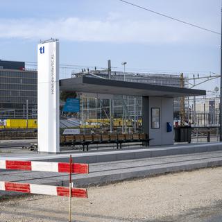 Présentation de la première station du tramway lausannois, ce vendredi 15 septembre 2023 à Renens. [Keystone - Martial Trezzini]