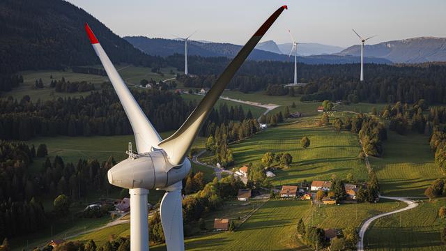 Le parc éolien de Sainte-Croix a été officiellement inauguré mardi. [Keystone - Valentin Flauraud]