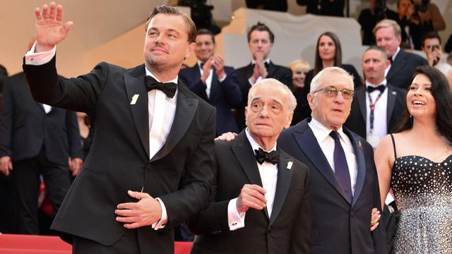 Leonardo DiCaprio, Martin Scorsese, Robert De Niro et Cara Jade Myers
présentent "Killers of the Flowers Moon" au Festival de Cannes. [AFP - Jacky Godard]