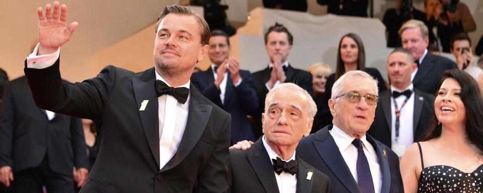 Leonardo DiCaprio, Martin Scorsese, Robert De Niro et Cara Jade Myers
présentent "Killers of the Flowers Moon" au Festival de Cannes. [AFP - Jacky Godard]