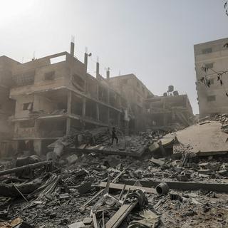 Des immeubles détruits dans la bande de Gaza. [Keystone - Mohammed Saber]