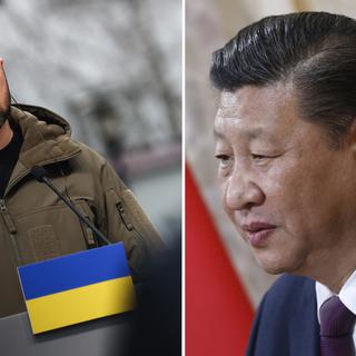 Xi Jinping appelle Volodymyr Zelensky à "la négociation" lors de leur premier entretien. [APF/KEYSTONE]