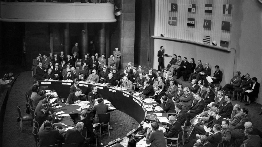 Les discussions au Palais de Chaillot en 1948 en vue de l'adoption de la Déclaration universelle des droits de l'homme. [afp]