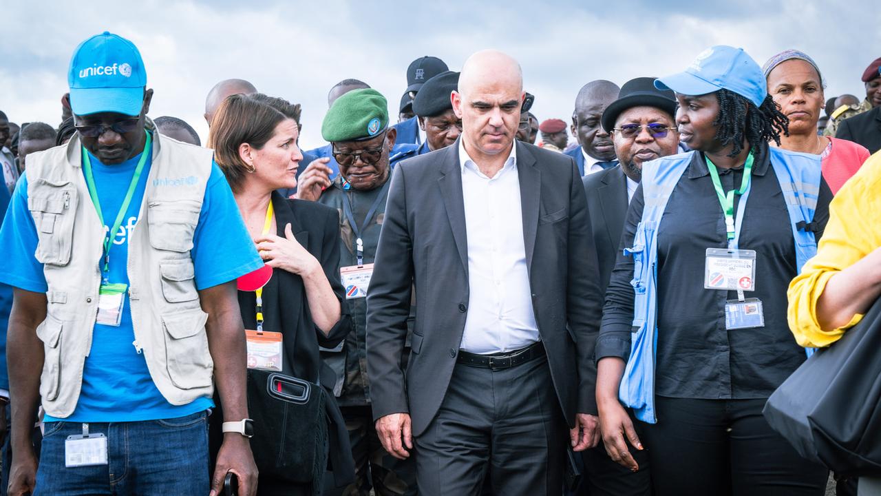 Alain Berset en RDC. [Keystone - Béatrice Devènes]