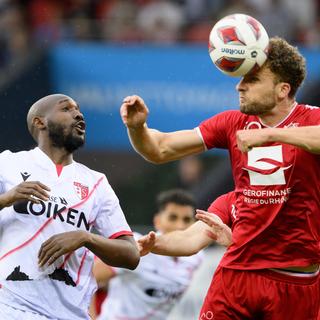 Le FC Sion affronte le FC Stade Lausanne Ouchy pour son premier match de barrage le 3 juin 2023. [Keystone - Laurent Gillieron]