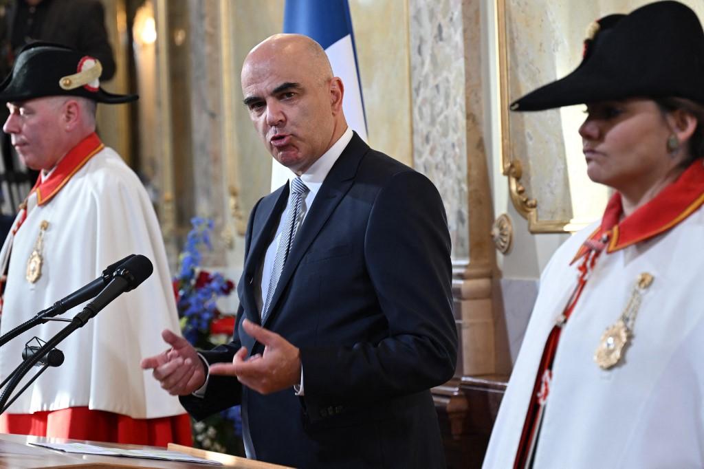 Alain Berset a évoqué les liens historiques entre la Suisse et la France. [AFP - Bertrand Guay/Pool]