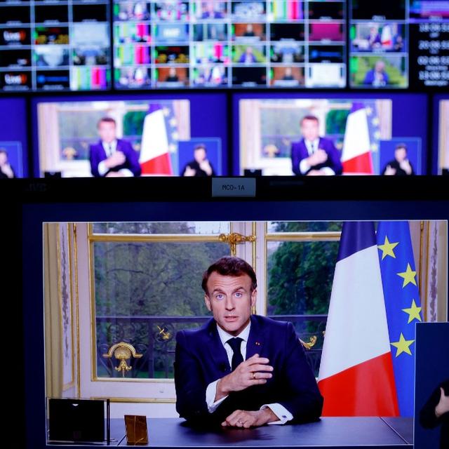 Emmanuel Macron s'est exprimé devant les Français lundi soir. [afp - Ludovic Marin]