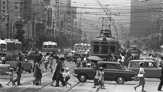 Vue sur la ville d'Hiroshima au Japon en 1965. [Keystone/AP Photo]