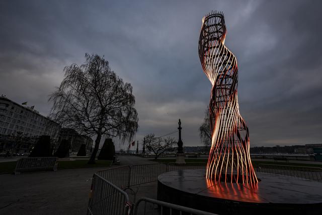 Le nouveau projet "Cymopolee" de Luminariste est présenté à Genève, jeudi 26 janvier 2023, comme l'un des nouveaux projets du Geneva Lux Festival. [KEYSTONE - Martial Trezzini]