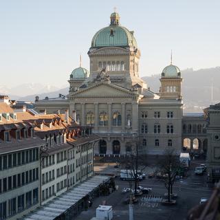Vue du palais fédéral à Berne le 14 février 2023. [Keystone - Manuel Lopez]