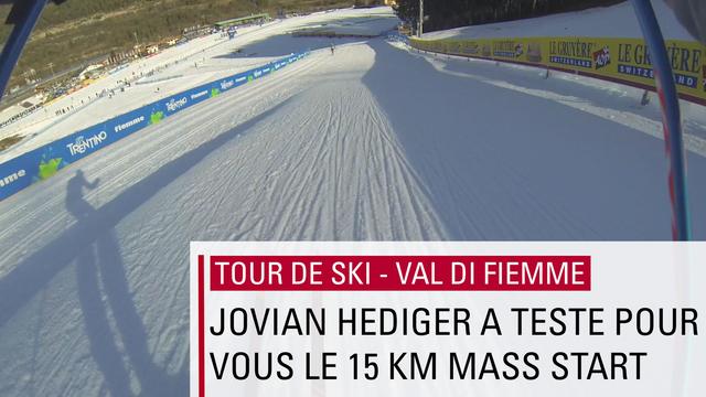 Jovian Hediger dans la descente piégeuse de l'avant-dernière étape du Tour de Ski. [Jovian Hediger]