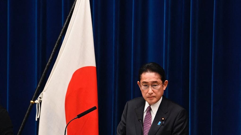 Le Premier ministre du Japon Fumio Kishida lors d'une conférence de presse à Tokyo, le 16 décembre 2022. [AFP - David Mareuil]