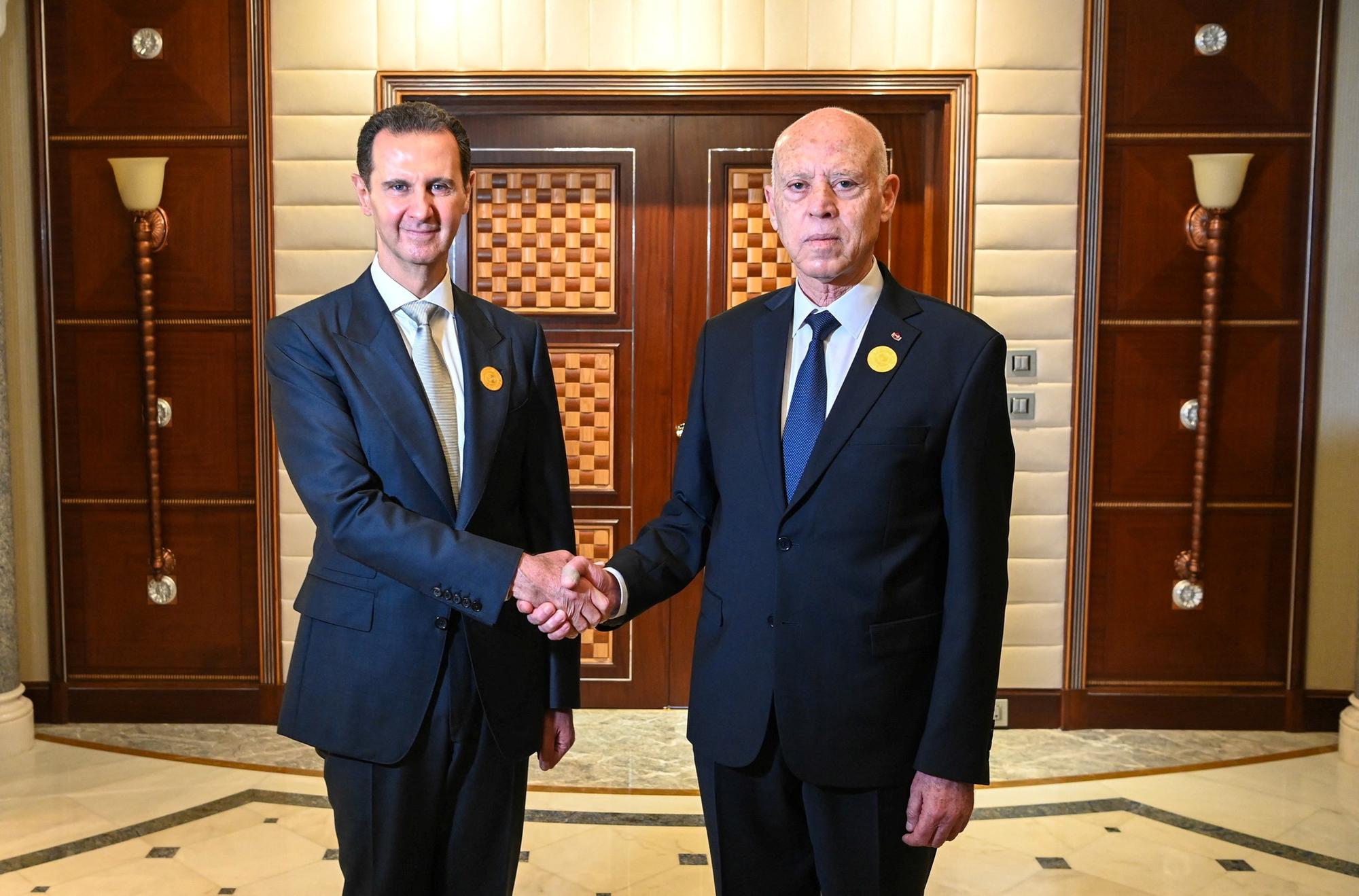Le président syrien a rencontré à Jeddah son homologue tunisien, Kais Saied. [Reuters - Présidence tunisienne]