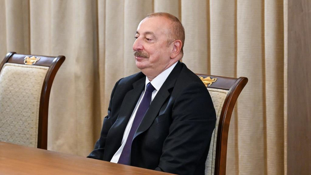 Le président azerbaïdjanais Ilham Aliev, ici en juillet 2023 (image d'illustration). [AFP - Murat Gok/Anadolu Agency]