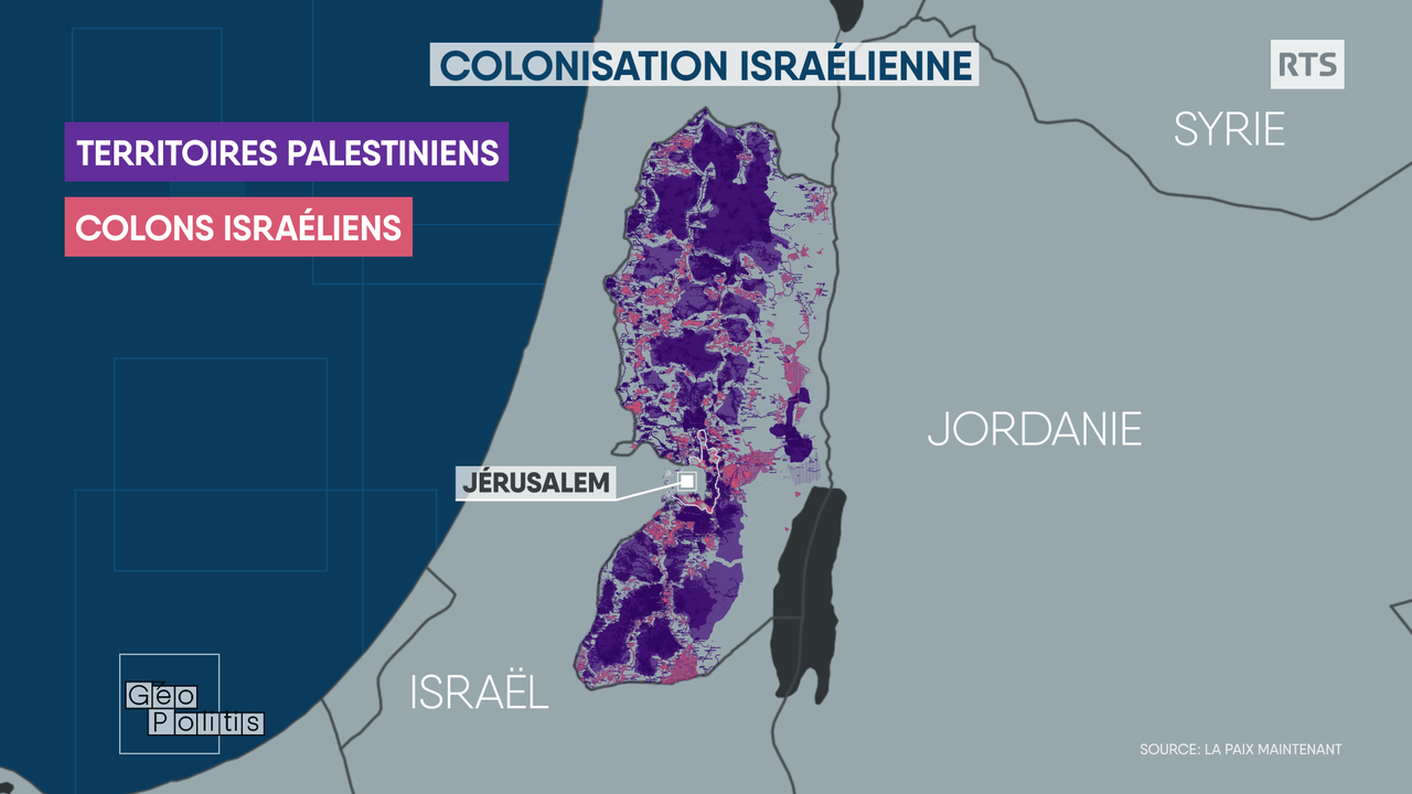 Carte de la colonisation israélienne en Cisjordanie. [RTS - Géopolitis]