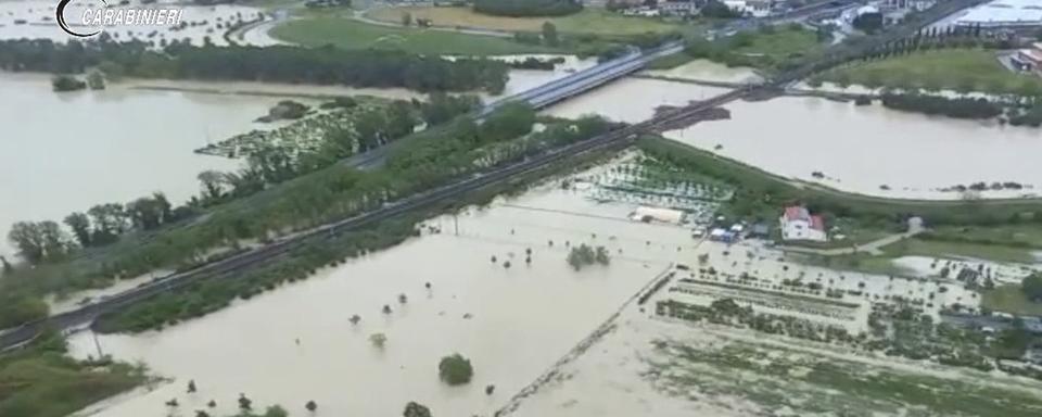 La région italienne d'Emilie-Romagne touchée par des inondations meurtrières. [Keystone/AP - Carabinieri]