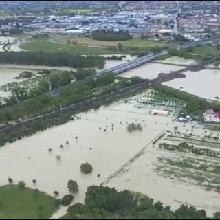 La région italienne d'Emilie-Romagne touchée par des inondations meurtrières. [Keystone/AP - Carabinieri]