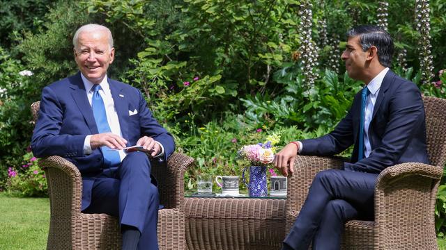 Le président américain Joe Biden a rencontré le Premier ministre Rishi Sunak à Londres. [EPA/Keystone - Chris Ratcliffe]