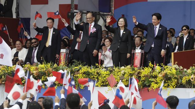 La présidente taïwanaise s'est exprimée lors d'un discours à l'occasion de la fête nationale de l'île. [AP Photo / Keystone - Chiang Ying-ying]
