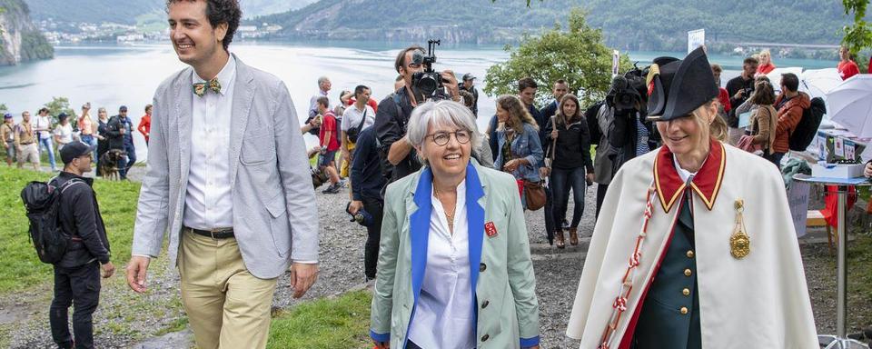 La Fête nationale sur le Grütli est célébrée avec E. Baume-Schneider et des centaines de jeunes. [Keystone]