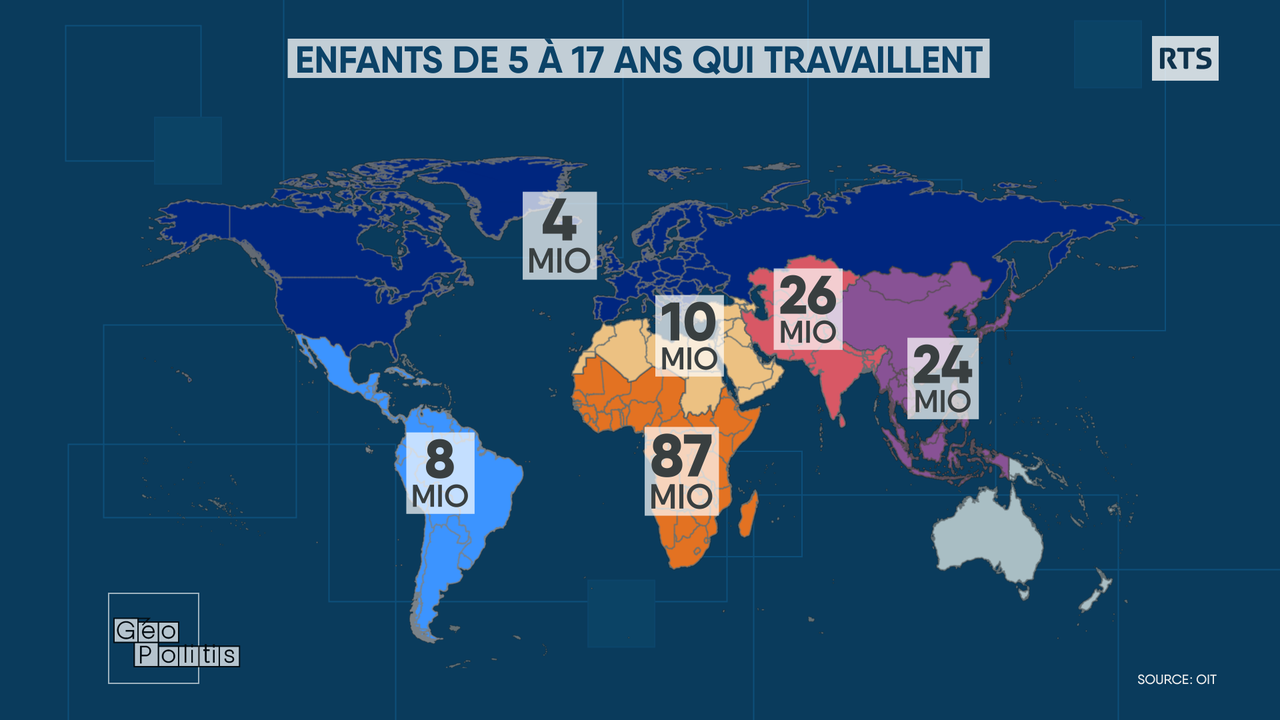 L’Afrique subsaharienne est la région la plus concernée par le travail des enfants. [RTS - Géopolitis]