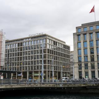 L'immeuble historique de Credit Suisse à Genève, vendu fin 2022 à une fondation. [Keystone - Martial Trezzini]