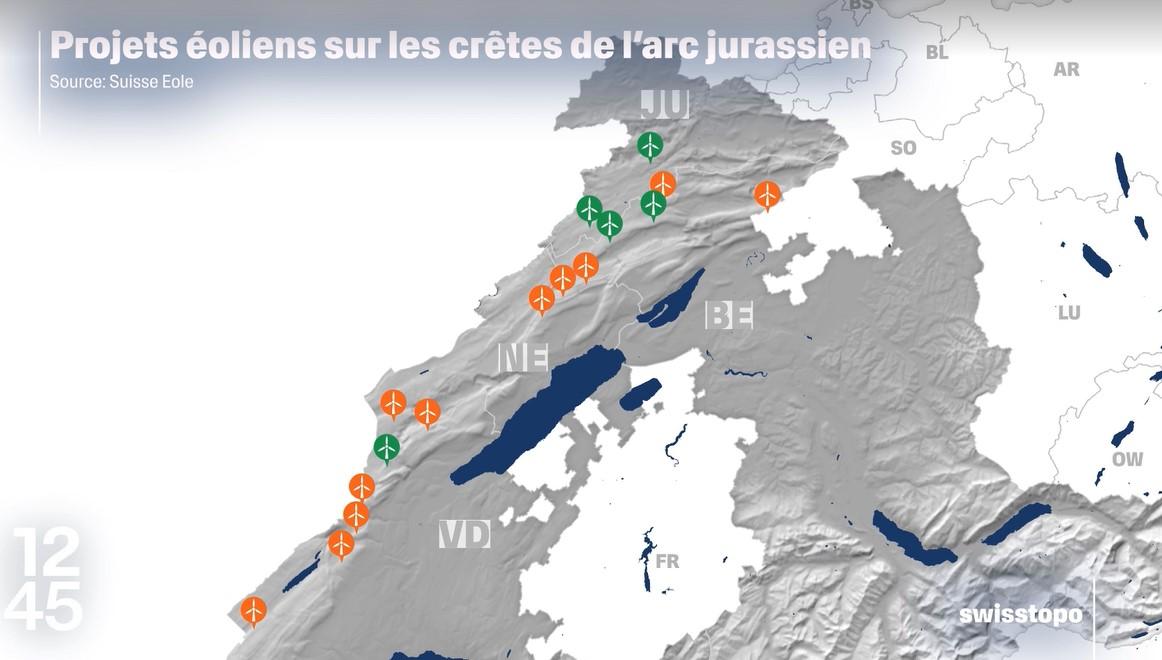 Carte éoliennes Jura