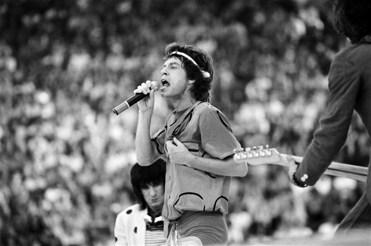 The Rolling Stones en concert à Bâle le 16 juillet 1982. [Keystone - STR]