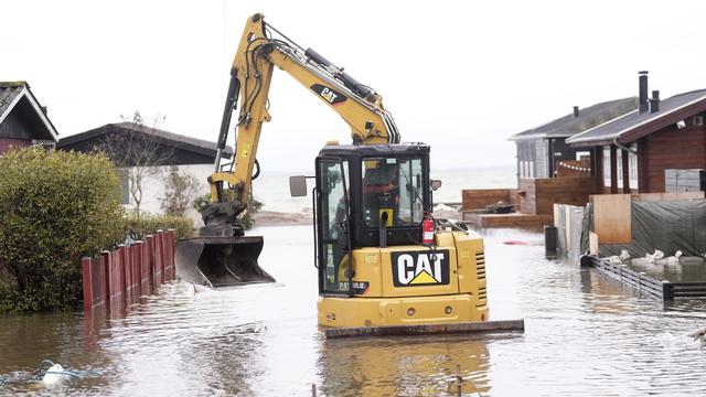 La tempête Babet a déclenché une forte montée des eaux dans des villes du sud du Danemark. [EPA - Claus Fisker]