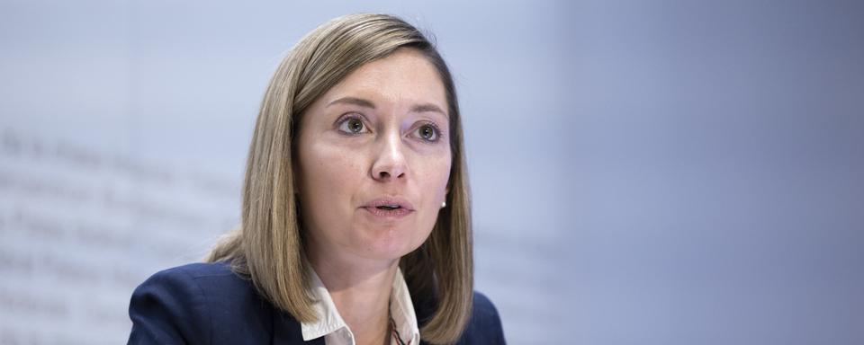 Johanna Gapany (PLR/FR), présidente de la commission des finance du Conseil des Etats. [Keystone - Peter Klaunzer]