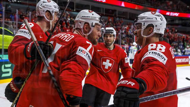 Championnat du monde de hockey sur glace: la Suisse l’emporte 7-0 face à la Slovénie. [Keystone - Salvatore Di Nolfi]