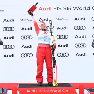 La skieuse suisse Lara Gut-Behrami s'est imposée sur le Super-G femmes de St. Anton. [APA/Keystone - BARBARA GINDL]