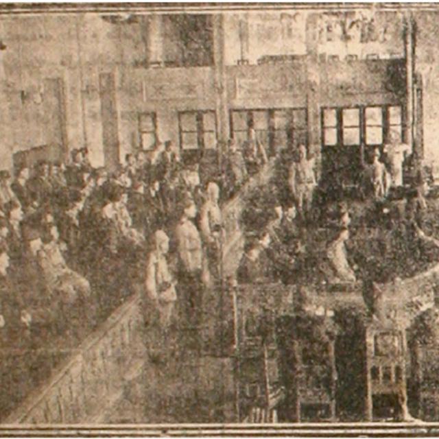 Salle d'audience, 1919, concernant le génocide arménien. [Massispost.com / Wikicommons - Memleket Newspaper (April 8, 1919)]