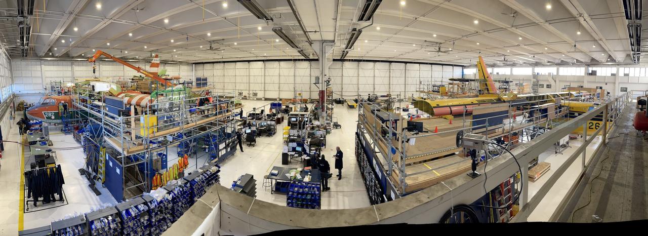 Les anciens canadairs CL-415 sont entretenus "à la main" dans les usines de De Havilland, à Calgary. [Service de presse - De Havilland]