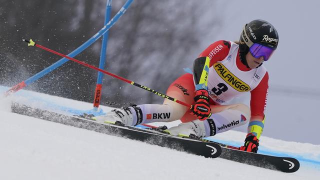 Lara Gut-Behrami est bien placée pour décrocher son 8e podium de l'hiver. [Keystone - Giovanni Auletta]