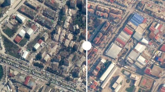 Les dégâts vus du ciel à Antakya. [Reuters - Maxar Technology]