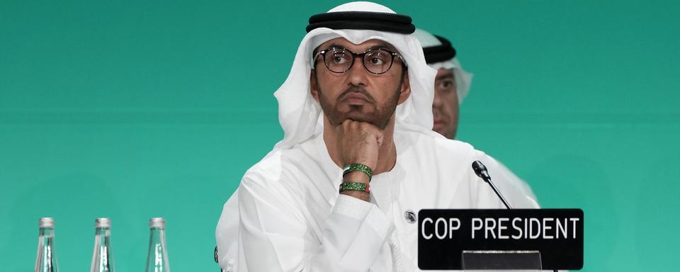 Le président émirati de la COP28, Sultan Al Jaber, à la reprise des négociations sur le climat. [AP/Keystone - Peter Dejong]