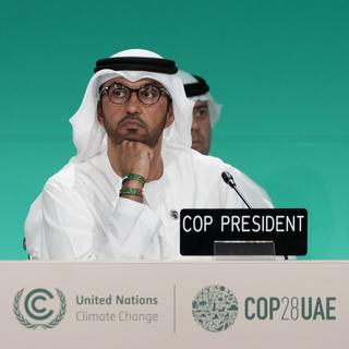 Le président émirati de la COP28, Sultan Al Jaber, à la reprise des négociations sur le climat. [AP/Keystone - Peter Dejong]