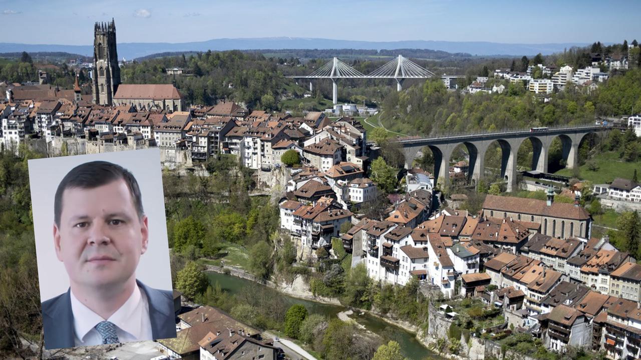 Andrey Nazheskin, 40 ans, deviendra député au Conseil général (législatif) de la ville de Fribourg à la fin du mois de mai. [Keystone/Youtube]