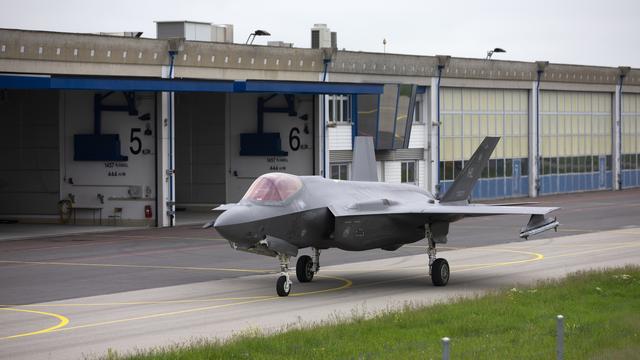 Un F-35 en test à Payerne en 2019. [Keystone - Peter Klaunzer]