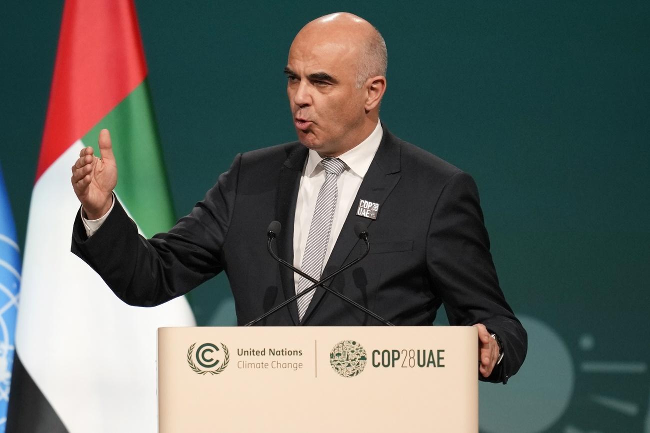 Le président de la Confédération Alain Berset à la COP28 sur le climat à Dubai. [AP/Keystone]