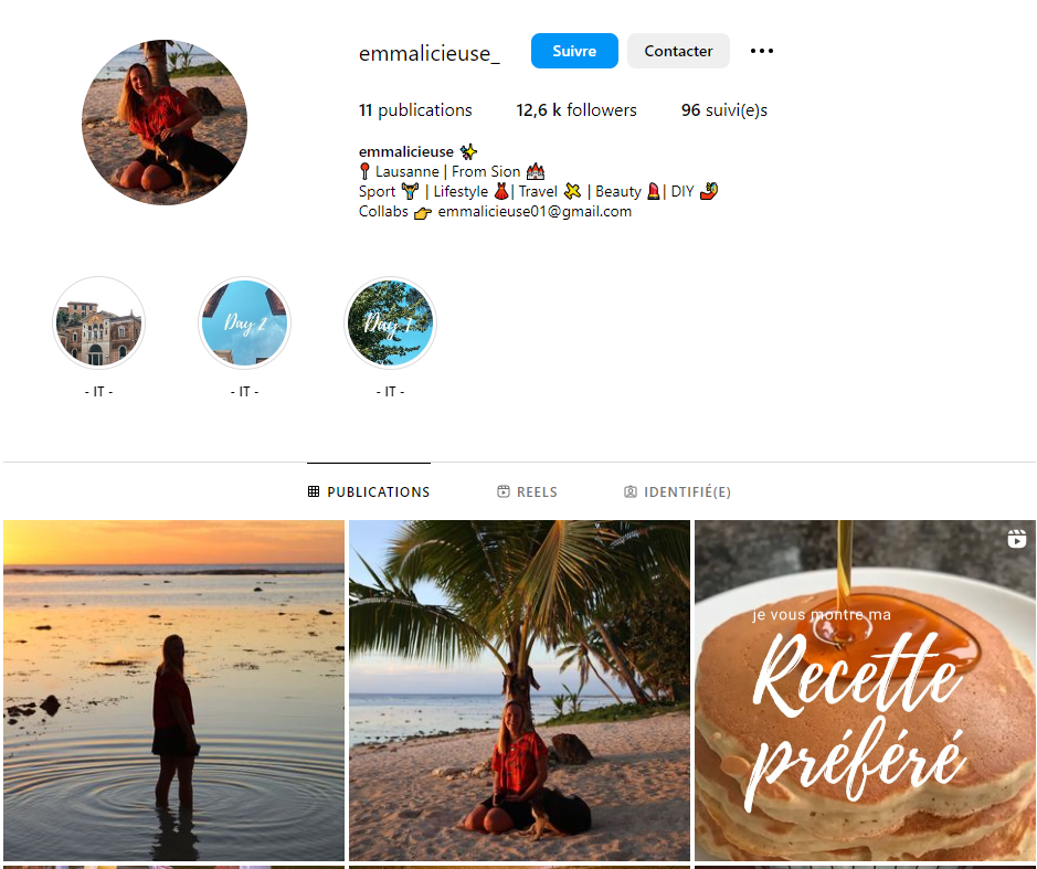 Capture d'écran du profil d'Emmalicieuse [Instagram]