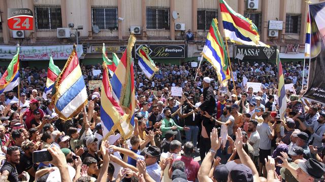 Près de 2000 personnes ont manifesté à Soueida vendredi 1 septembre. [Keystone]
