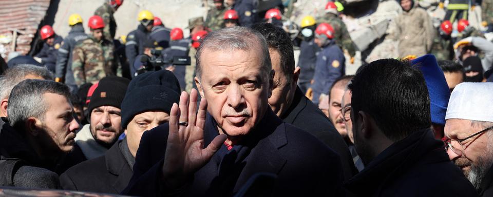 Le président turc Recep Tayyip Erdogan était en visite à Gaziantep (sud), le 9 février 2023. [AFP - ADEM ALTAN]