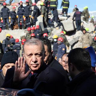 Le président turc Recep Tayyip Erdogan était en visite à Gaziantep (sud), le 9 février 2023. [AFP - ADEM ALTAN]