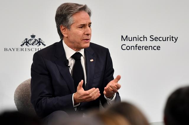 Antony Blinken lors de la Conférence sur la sécurité à Munich, le 18 février 2023. [Keystone - Anna Szilagyi]